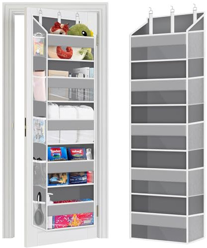 Pavlleen Organizador de puerta colgante con 5 compartimentos, estante colgante para baño, estantería para puerta para colgar, organizador colgante grande y espacioso para muchas aplicaciones,