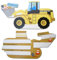 DH-Konzept Baustelle Kindergeburtstag Einladungskarten Bagger Design - 30 Einladungen aus Karton, Radlader Motiv, Texte in deutsch, 18 x 9 cm, 5 x 6 Stück