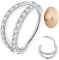 Popuhoops 20G 8mm Silber Doppel Open Stack CZ Nasenring Reifen 316L Chirurgenstahl Helix Rook Conch Knorpel Daith Tragus Ohrringe Scharnierbares Nostril Piercing Septum Clicker 0.8mm Lippenring