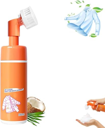 FQQPMS Trockenreinigungsmittel mit Bürstenkopf für Daunenjacken, Daunenbekleidung, Schnellwaschmittel, waschfreies Schaumspray für Kleidung, Mehrzweck-Fleckenreiniger, Reinigung mit einem Wisch