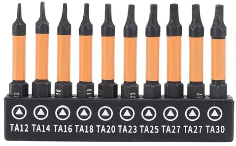 Dreikant-Schraubendreher-Bit, 10 Stück schlagzähes Dreikant-Bohrer-Set,Stahl-Dreikant-Bohrer-Set Größen TA12, TA14, TA16, TA18, TA20, TA23, TA25, TA27x2, TA30, 1/4 Sechskant-Schaft