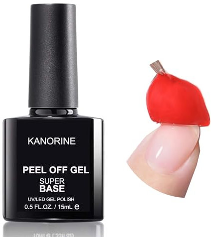 KANORINE UV/LED Peelable Base Coat -15ML Peel off Base Coat Clear Nail Polish, Easy Removal Gel Base for Nail Art Beginners