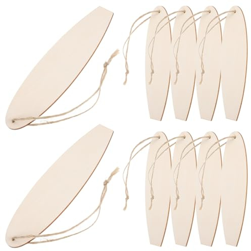 DOITOOL 10Er Set Holz Surfbrett-Ausschnitte Mit Schnur Zum Basteln - Leere Diy Mini Surfbrett Deko Für Strand-Party Küstenschlafzimmer Und Sommer Wanddekoration