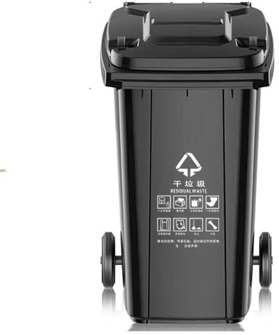 Heavy Duty Wheelie Bin, Outdoor Weatherproof Waste Bin, 80L Black Plastic Container for Patio, Deck or Garage