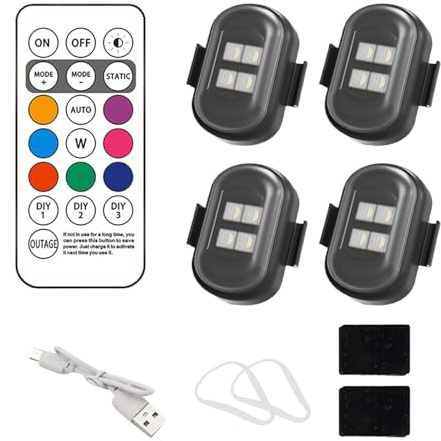 Blinkende Anti-Kollisions- – Fernbedienung, kabellose LED-Umgebung, wiederaufladbar, 8 Farben, Lampe für Flugzeug, Fahrrad, Motorrad, Drohne, Bühne, Weihnachten, Geburtstag, Halloween