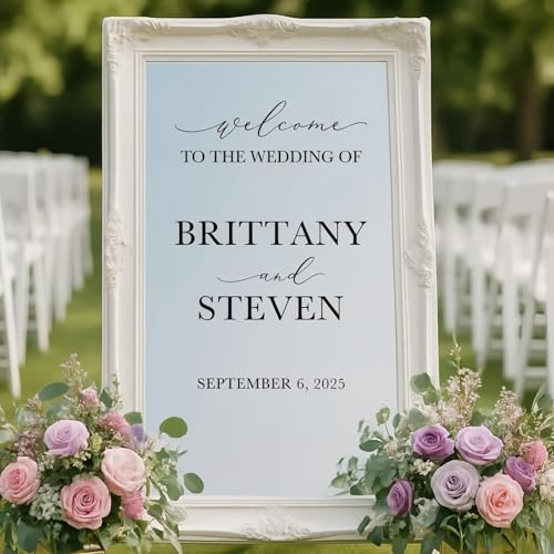 Autocollant Miroir Personnalisé Pour Mariage, Autocollant De Bienvenue Pour Mariage, Autocollants DIY Avec Les Noms Des Mariés, Autocollant En Vinyle Pour Panneau D'entrée(23x42cm)