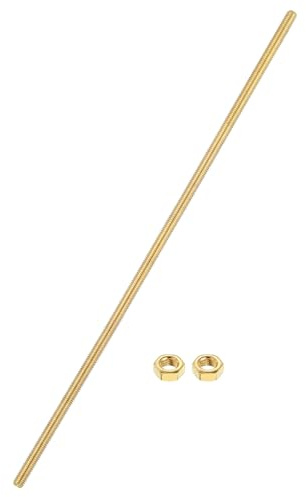 sourcing map Varilla totalmente roscada de latón, rosca M5 x 0,8 mm de paso a la derecha con tuercas hexagonales de latón macizo, varillas de tornillo roscadas de 250 mm de largo para anclajes, pernos