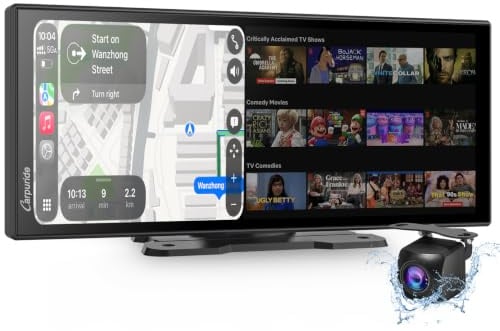 Carpuride W125P CarPlay Schermo con Net-flix YouTube App per Auto-11,26 | Telecamera Posteriore, Senza Fili Carplay & Android Auto, Doppio Wi-Fi e Doppio Bluetooth, OTA, Schermo Diviso, Navi, Siri.