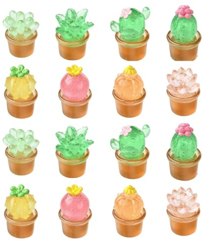 Stiesy Mini-Kaktus-Deko-Set, 40 Stück, transparente Harz-Kaktus-Pflanzen, Miniatur-Figuren für Zuhause, Büro, Puppenhaus, Mikro-Landschaft, Desktop-Dekorationen, 8 Stile