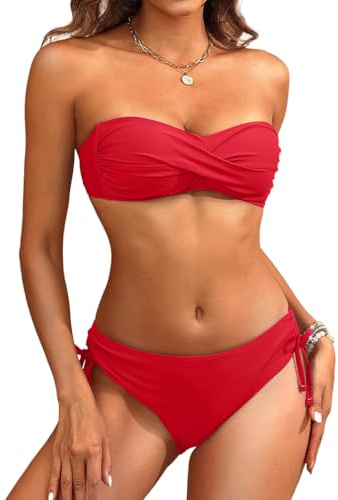 Minetom Maillots de Bain 2 Pièces Femme Bandeau Bikini Set | Été, Push Up, Swimsuit Ensembles, Réglable Swimwear, Beachwear, pour la Plage, les Vacances, la Piscine