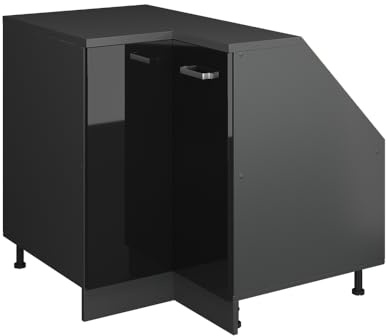 Vicco Eck-Küchenschrank für Dachschrägen R-Line, Schwarz HGL, 75.6 cm