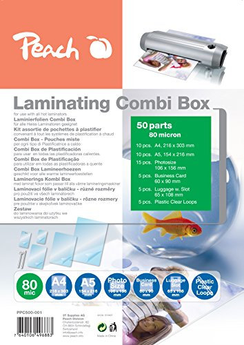 Peach PPC500-001 Laminierfolienset, 80 mic, 50-teilig