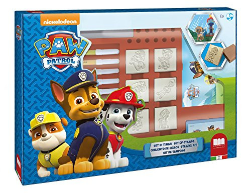 Multiprint Valigiotto Maxi 7 Timbri per Bambini Paw Patrol Boy, 100% Made in Italy, Set Timbrini Bimbi Personalizzati, in Legno e Gomma Naturale, Inchiostro Lavabile Atossico, Idea Regalo, 4903
