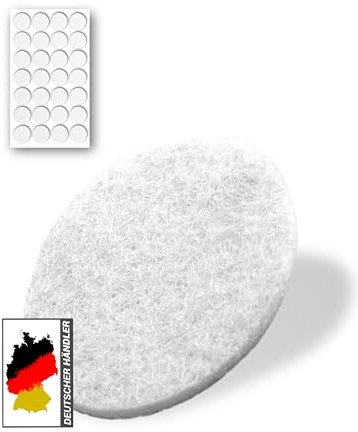 28 Stück Selbstklebende Filzgleiter (weiß, Ø 20 mm) - stark Selbstklebende Möbelgleiter - hochwertige Filzgleiter - Stuhlgleiter aus Filz