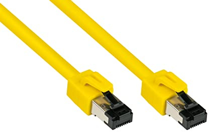 Good Connections PREMIUM Cat. 8.1 Patchkabel - 15 m - RNS Rastnasenschutz -S/FTP- 40GB/2000MHz - KUPFER-Leiter CU - Halogenfrei LSZH - Netzwerk-LAN-Kabel kompatibel zu CAT. 7 / 6A / 6 / 5e - GELB