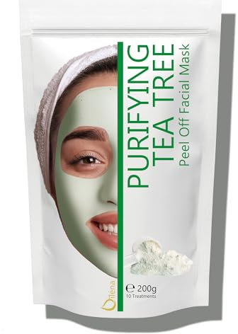 Alginate Peel-Off Feuchtigkeitspuder Maske, Mitesserentferner Gesichtsmaske Vegan, kein Abwaschen, Peeling und Porenreinigung 200 g + freie Dosis (Anti Akne Teebaum Maske)