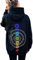 Gravity Shift Yoga Pullover in schwarz mit Mandala und Chakren, sowie Blauer Lotus Blüte. gemütlicher Hoodie perfekt für Meditation und als Geschenk