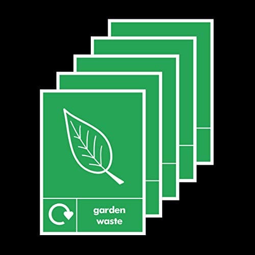 5x Garden Waste Recycling Bin Self Adhesive Stickers 150x200mm