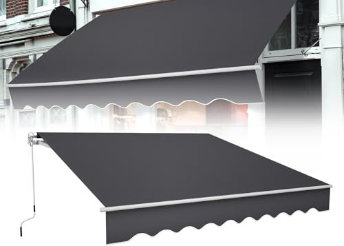Froadp Toldos Exterior Terraza Manual, Toldo Retráctil con Brazo Articulado y Manivela, Estructura de Aluminio, Pergolas de Pared para Exterior Balcón Jardín Terraza, 300x250cmm, Gris Oscuro