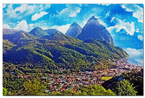 Soufriere St. Lucia Puzzle 1000 Teile Holzpuzzle Erwachsene Spielgrafik Reise Souvenir Holz