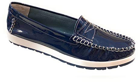 Melluso 0200V, Mocassino Donna in Vernice Blu (Blu, Numeric_36)