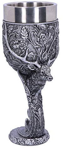 Nemesis Now Monarch of The Glen Stags Head Goblet Wine Glass, Silver