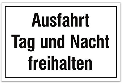 Aluverbund Hinweis Schild 30x20cm Wetterfest Kratzfest Rostfrei UV beständig - Ausfahrt freihalten