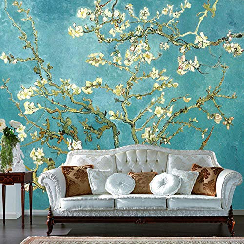 Fototapete 200x150 cm -4 Stück Van Goghs Mandelblüte Vlies Tapeten Wandtapete XXL Moderne Wanddeko Design Wand Dekoration Wohnzimmer Schlafzimmer Büro Flur Fototapeten