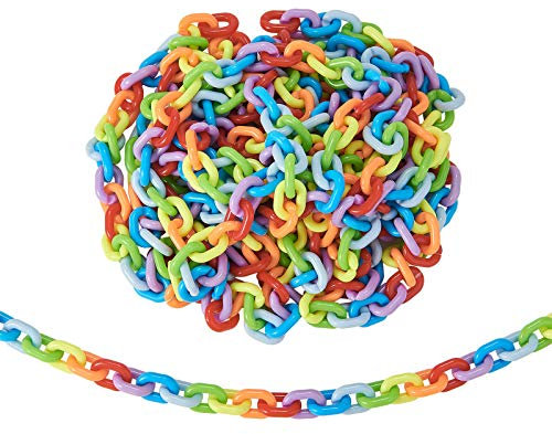 Airssory 5m(16.4 Feet) Colorful Acrylic Platic Opaque Cable Linking Chains C-Clips Oval Ring Shape Bulk Lot for Jewellery Making and Anti-Lost Glasses Holder Handbag Strap Making - 19x14mm