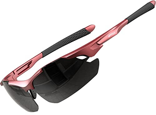 ATTCL Sonnenbrille Herren - Verbesserte Polarisierte Sportbrille Ultraleicht UV-Schutz Sonnenbrillen 7027 C8-Red+Grey UV400 CAT 3 CE