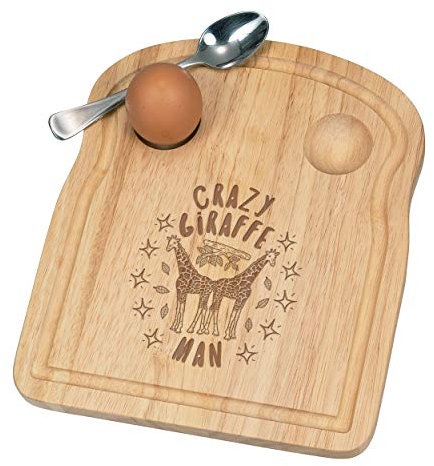 Fou Girafe Homme Stars Petit Déjeuner Fofolle Coquetier Board en Bois