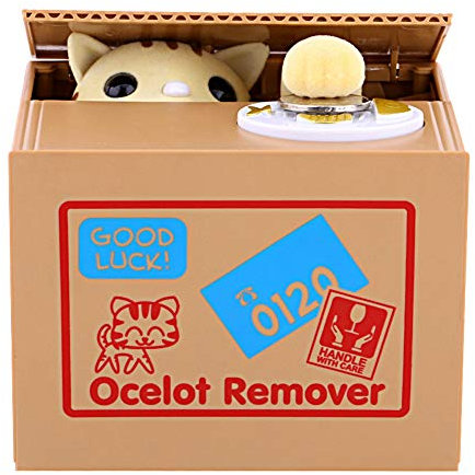 Greensen Elektrische Sparbüchse Katzen Spardose Tragbares Stealing Coin Cat Box Kinder Sparschwein Kreative Gelddose Münze Piggy Bank Automatische Geldkassette Gelb Katzen Spardose