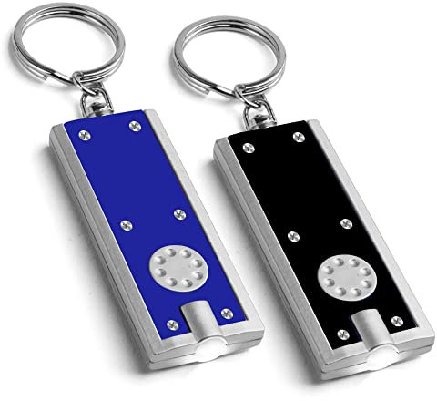 SOL 2pk LED Keyring Torch - Pocket Torch with Built-in Batteries, Mini LED Keyring Torch for Outdoor, Emergency & Daily Use, Compact Mini Torches for Kids