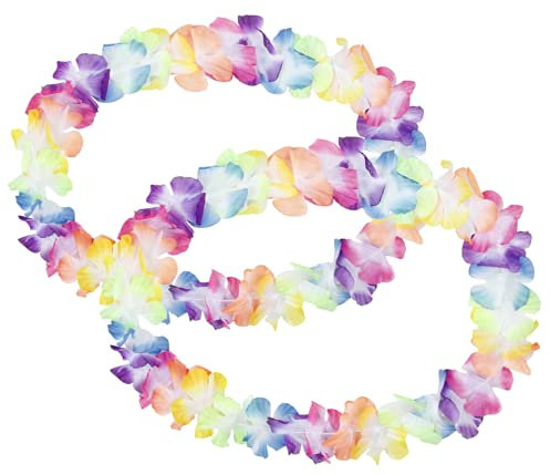 Alsino Hawaiiketten Blumenketten Hulaketten Hawaii Party Deko Girlanden Set gemischt Hawaii Beach Party Deko (orange gelb blau grün lila pink violett weiß), (2 Stück)