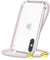CAROKI Crossbody Case for iPhone Xs Max,Necklace Mobile Phone Cover with Cord Strap,Clear Transparent TPU Soft iPhone Cover Holder with Neck Cord Lanyard Strap-Rose Gold