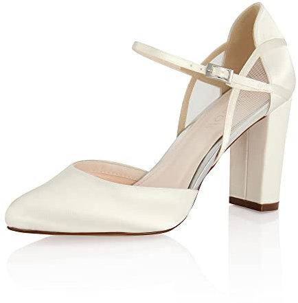 Rainbow Club Brautschuhe Jacki - Damen, Pumps, Ivory Satin - Gr. 39 (UK 6)