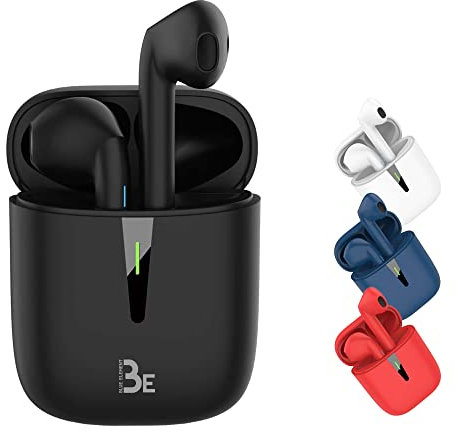 BE Pop Bluetooth 5.1 TWS - Auriculares estéreo 3D HD inalámbricos, autonomía de batería 12H, Caja de Carga LED, fácil de conectar, Micro Integrado, Ligero y cómodo para iPhone y Android (Negro)