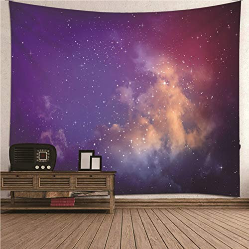 Banemi Teppich Outdoor, Wandteppich Kunstwerk Violett Himmel und Stern Polyester Tapisserie Wanddeko für Schlafzimmer 200x200CM