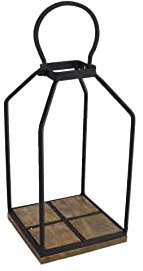 Rivanto® Dekosäule Mike Dekoständer für Kerzen oder Figuren Dekoelement zum aufstellen oder aufhängen Maße 13x13x33 cm Schwarz | braun Metall | Holz