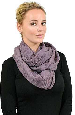 Basic Sense Unisex Schlauchschal / Halswärmer / Unendlichkeitsschal, gerippt, leicht, mit Kreisschlaufe, hellviolett, Einheitsgröße