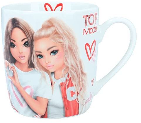 Depesche 12374 TOPModel One Love - Tasse en blanc, avec motif de mannequin, motif en forme de cœur et le mot Love, tasse avec anse en porcelaine, contenance env. 300 ml