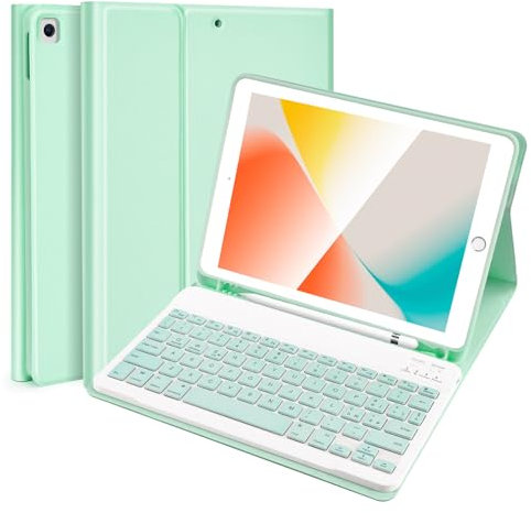 Lively Life Custodia con Tastiera per iPad 10.2 9a/8a/7a Gen(2021/2020/2019),iPad Air 3 10.5 2019, iPad Pro 10.5 2017, Tastiera Bluetooth Wireless Rimovibile - Layout Italiana - Verde Scuro