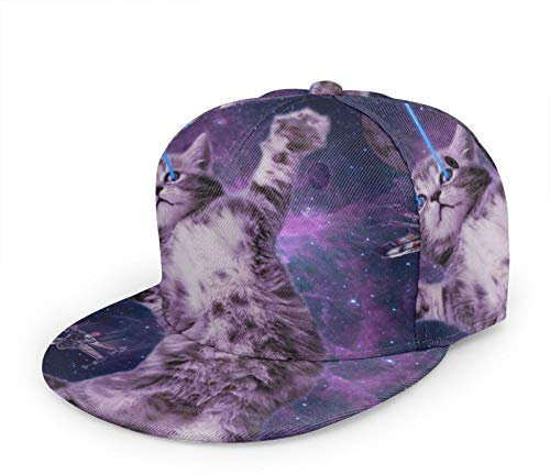 Oaieltj Unisex Baseball Cap Herren Damen Verstellbare Snapback Trucker Mütze Mode Hip-Hop Baseball Cap, Cool Cat Puple Galaxy, One size