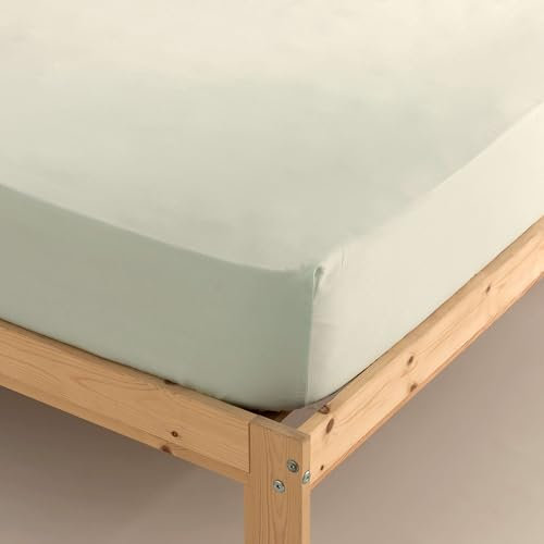 Belum | Spannbettlaken aus Satin, 100% Baumwolle, Fadendichte 300, für 90 cm breite Betten – Maße: 90 x 200 cm + 35 cm Faltenbalg Modell: Mint | Spannbettlaken aus Satin, extra weich und angenehm