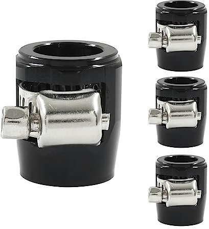Hitefu 4PCS 6AN Hose Finisher Clamp, Aluminium Flexible Braided Hose Clamps with Screw Band, Black Hose Connectors for Gas Fuel Diesel Air and Water Hose Tube