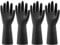 Bamllum 4 Pairs Rubber Kitchen Dishwashing Gloves - Reusable Household Cleaning Gloves for Dishwashing and Cleaning Tasks, Flexible, Durable and Non-Slip (Medium) (Black)