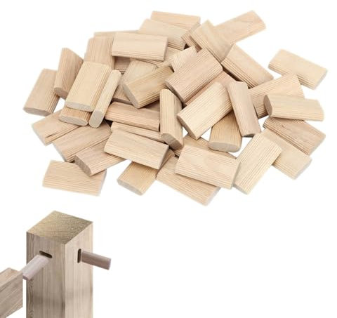 Agatige Domino en hêtre, 50pcs Tenons en hêtre (8 x 40mm) Rectangulaires Domino Tenon Cheville Bois Hêtre Blocs Cheville Pointes Bois Massif pour menuiserie, assemblage et encadrement de meubles