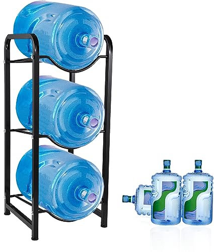 Irishom Estante para Jarra Enfriador de Agua de 3 Niveles, Soporte para Botella de Agua de 5 galones, Estante de Almacenamiento con protección para el Piso para 3 Botellas, Soporte