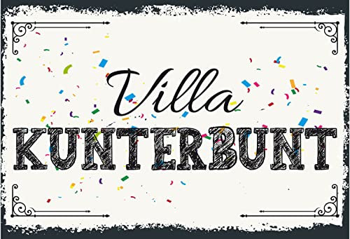 Blechschild 18x12 cm Villa Kunterbunt Wand Deko Bar Kneipe Sammler Geschenk