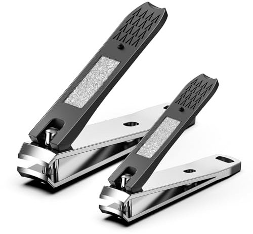 BEZOX Exquisite Nail Clipper Set 2 Pcs, Nail Clipper for Fingernail and Toenail, Premium Stainless Steel Sharp Sturdy Finger Nail Clipper
